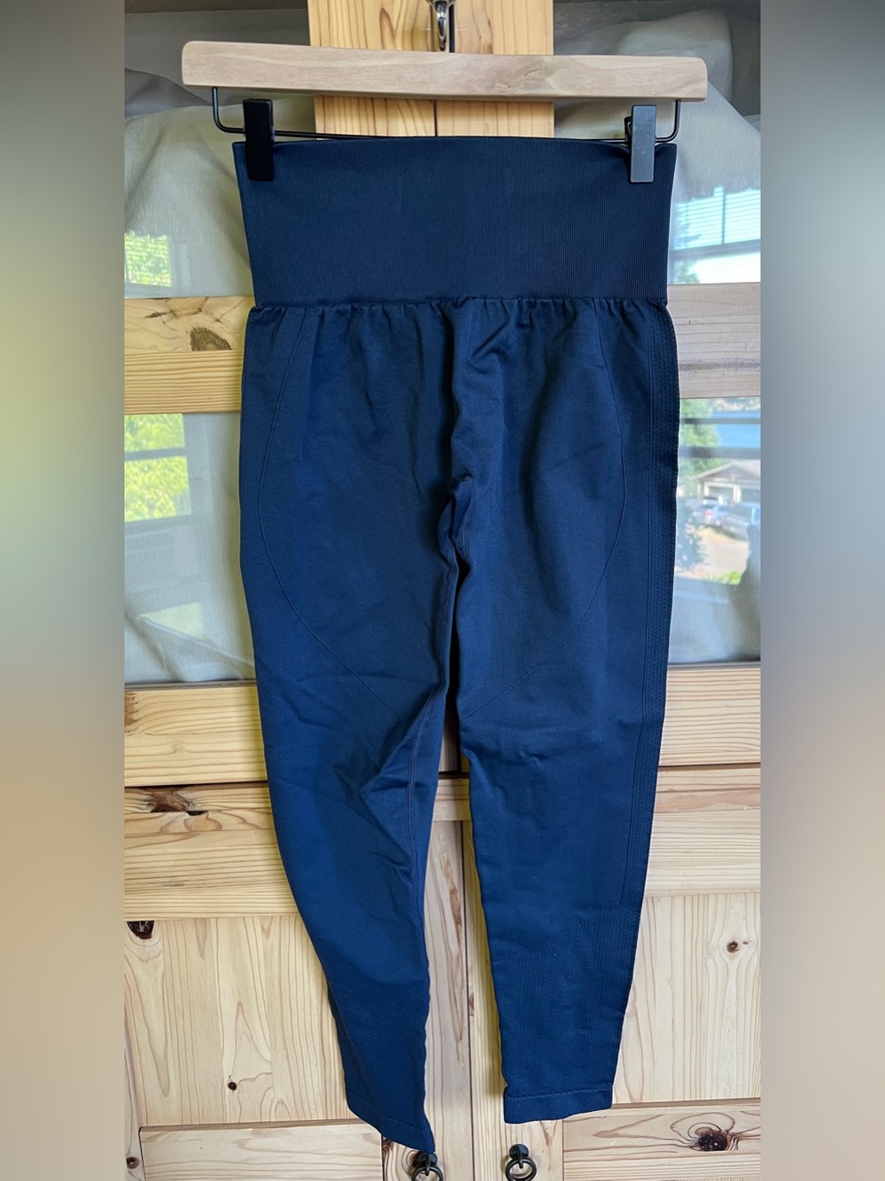 HALARA Blue High-Waist Leggings with Wide Waistband
